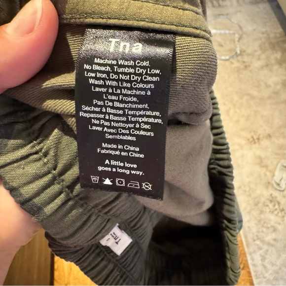 TNA Olive Green/black combat cargo pant elastic waist drawstring women’s Small - Picture 7 of 9